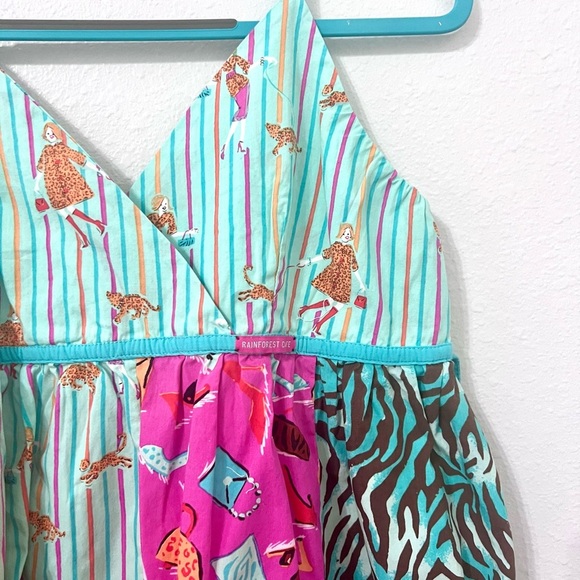 RAINFOREST CAFE Colorful Patchwork Sundress L - Picture 3 of 5